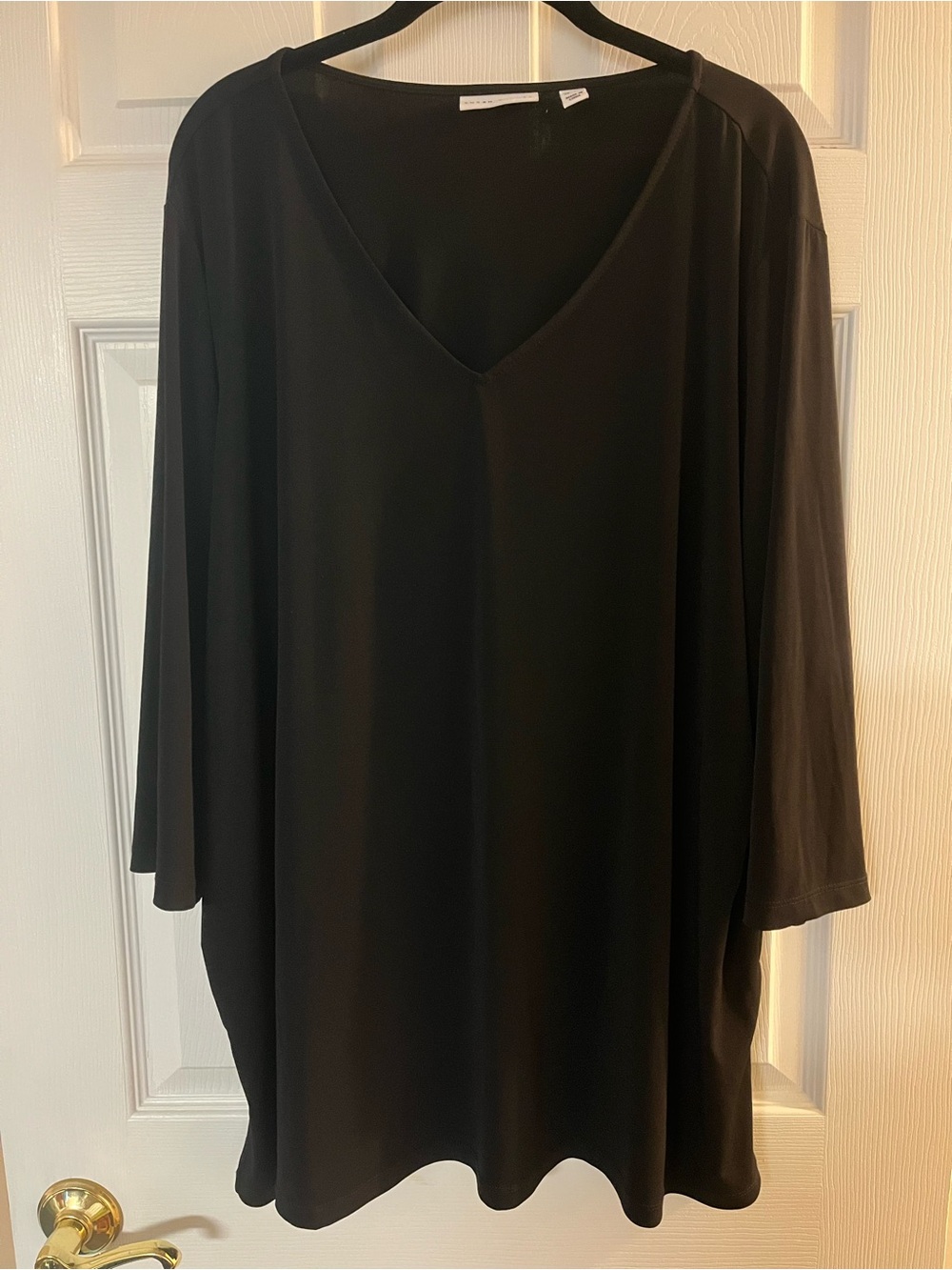 Susan Graver Black V-Neck Draped Tunic